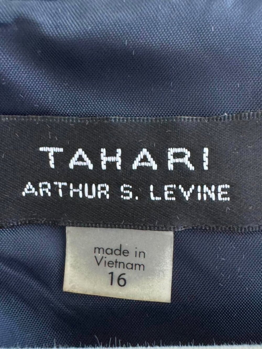 Tahari Arthur S. Levine Navy Pearl Embellished Fit & Flare Dress Size 16 - Picture 4 of 4